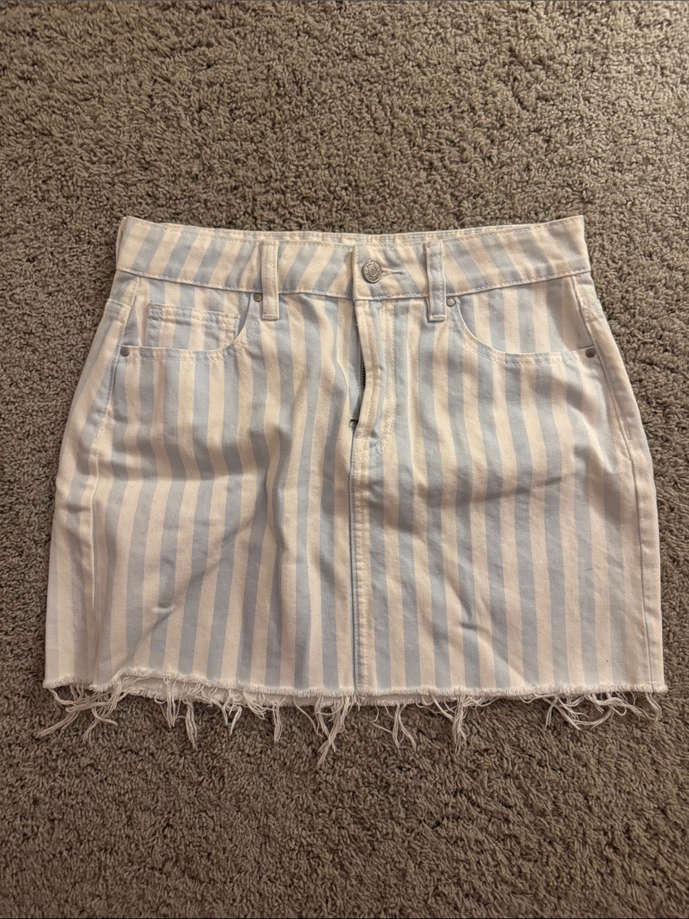 PacSun Blue and White Striped Denim Mini Skirt